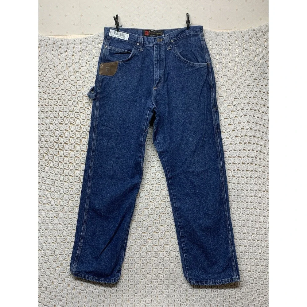 Wrangler Riggs‎ Durashield Jeans Mens Carpenter 32x32 Fits 31x31 Blue Denim Work
